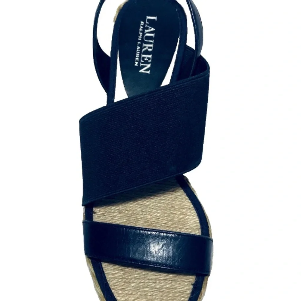 Lauren Ralph Lauren Navy Blue Espadrille Slingback Sandals New without Tag/Box
